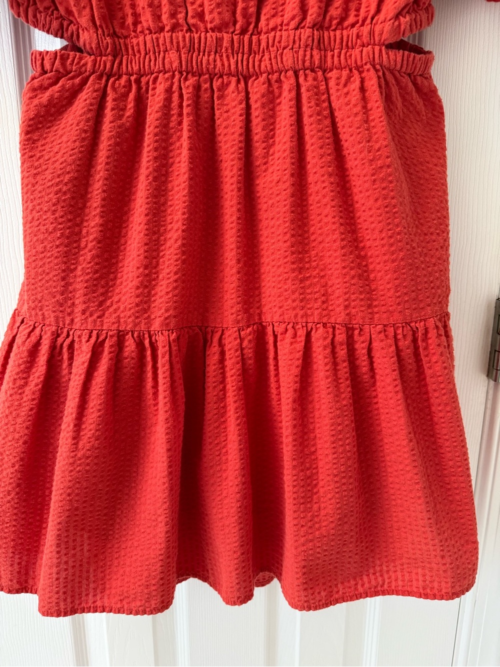Madewell Rust Open Back Mini Dress Tiered Skirt XL - Picture 7 of 12